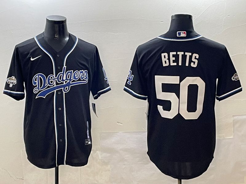 Men Los Angeles Dodgers 50 Betts Black Fashion Game 2025 Nike MLB Jersey style 306